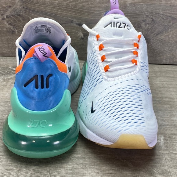 Nike Shoes Air Max 270 Mens 15 White Blue Orange AH8050-106 Running Sneakers - Picture 8 of 10